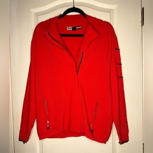 Vintage Jamie Sadock Red Sweater With 3 Pockets 1 In Back And Design On Sleeve